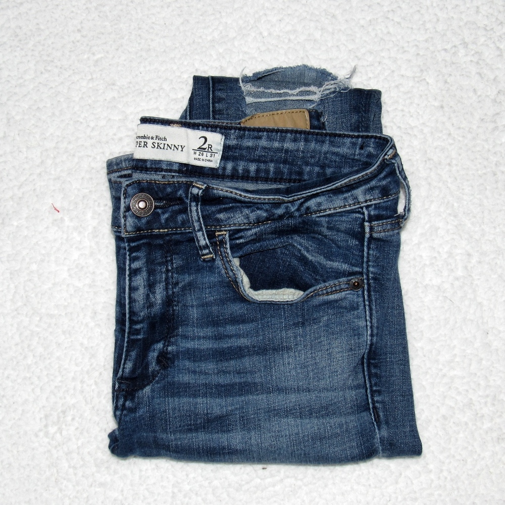 Abercrombie Hi-Rise Super Skinny Distressed Jeans